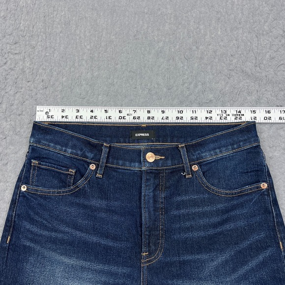 Express '70s Flare Mid Rise Jeans‎ Women's 6R Dark Blue Wash Denim Stretch Pant - Picture 7 of 16